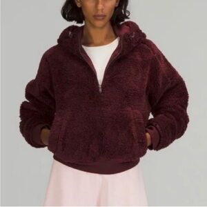 Lululemon Textured Fleece 1/2 Zip Red Merlot Size 4 B05